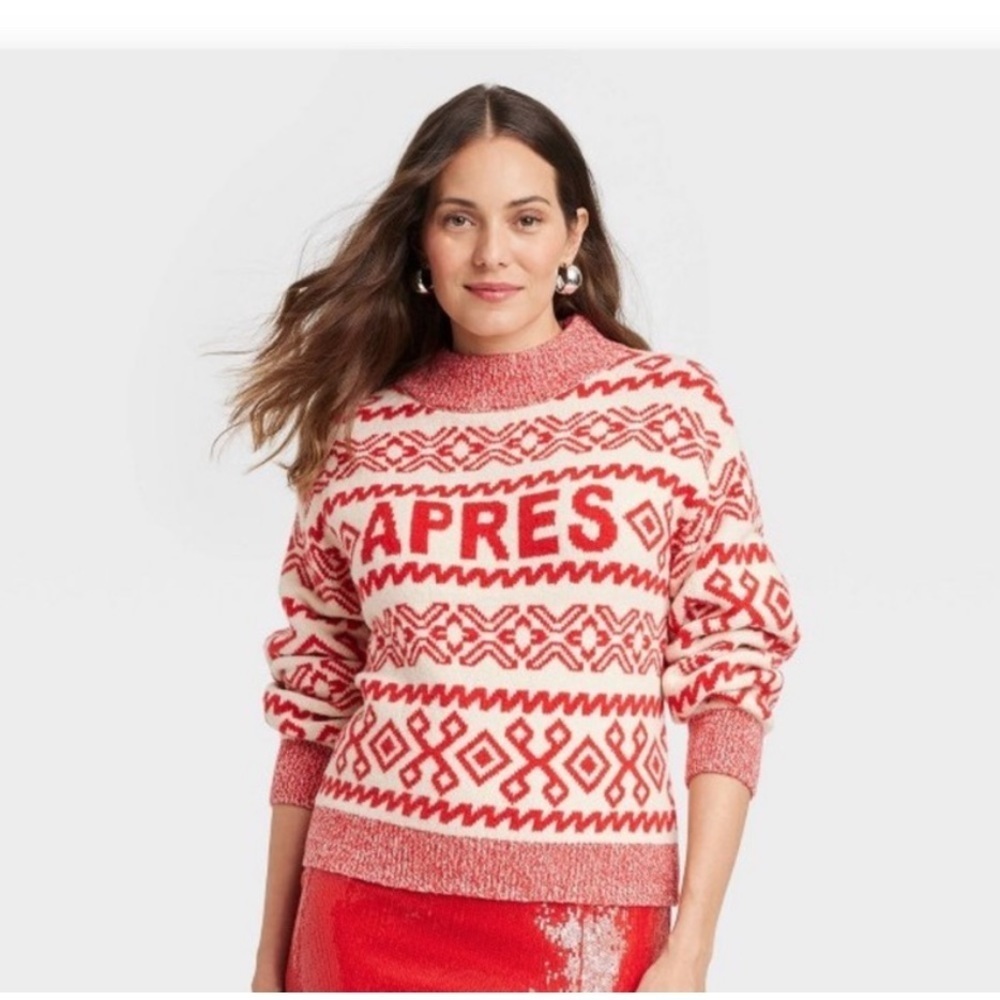 Women's Crewneck Graphic Pullover
Sweater - A New Day Red M NWT